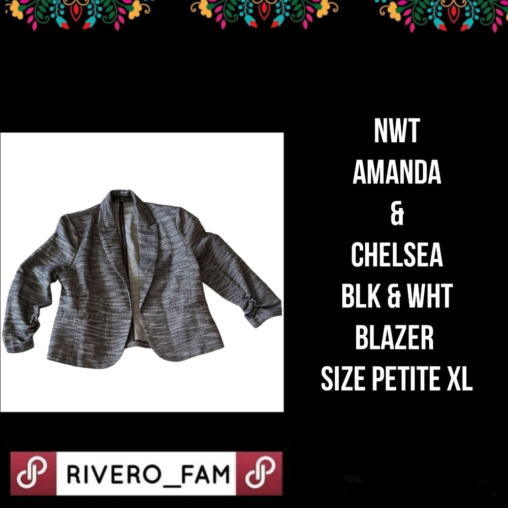 NWT| AMANDA & CHELSEA | BLK & WHT BLAZER | SIZE PETITE XL